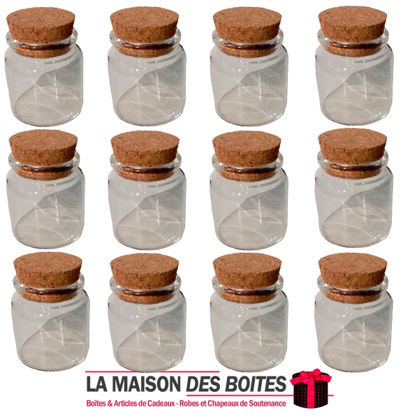 12 Petites Bouteilles en Verre avec Bouchon en liège (50ml)