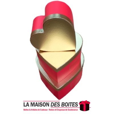 La Maison des Boîtes - Lot de 3 Boites Cadeaux Forme Cœur "Maison de Fleur "- Rose & Doré - Tunisie Meilleur Prix (Idée Cadeau, 
