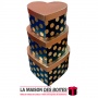 La Maison des Boîtes - Lot de 3 Boites Cadeaux Forme Cœur Bleu Turquoise Pointé en Doré avec Couvercle Doré - Tunisie Meilleur P