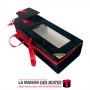 La Maison des Boîtes - Boîte Pâtisserie en Daim Rectangulaire pour Soutenance avec Couvercle Transparent & Ruban Rouge-(14x5x4.3