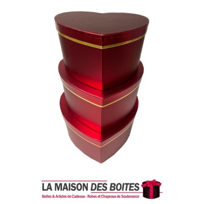 La Maison des Boîtes - Lot de 3 Boîtes Cadeaux Sous Forme de Cœur Pour Sain-valentin - Rouge Bordeau - Tunisie Meilleur Prix (Id