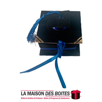 La Maison des Boîtes - Boîte Pâtisserie en Daim Carré pour Soutenance - Orné de Ruban Bleu - Tunisie Meilleur Prix (Idée Cadeau,