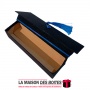 La Maison des Boîtes - Boîte en Daim Rectangulaire pour Soutenance - Noir & Bleu - (17x5x3.5cm) - Tunisie Meilleur Prix (Idée Ca