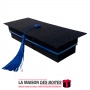 La Maison des Boîtes - Boîte en Daim Rectangulaire pour Soutenance - Noir & Bleu - (17x5x3.5cm) - Tunisie Meilleur Prix (Idée Ca