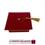 La Maison des Boîtes - Boîte en Daim Carré  pour Soutenance - Rouge (10x10x4cm - Tunisie Meilleur Prix (Idée Cadeau, Gift Box, D