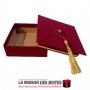 La Maison des Boîtes - Boîte en Daim Carré  pour Soutenance - Rouge (10x10x4cm - Tunisie Meilleur Prix (Idée Cadeau, Gift Box, D