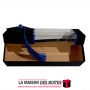 La Maison des Boîtes - Boîte Pâtisserie en Daim Rectangulaire pour Soutenance avec Couvercle Transparent & Pompon Bleu - (17x5x3