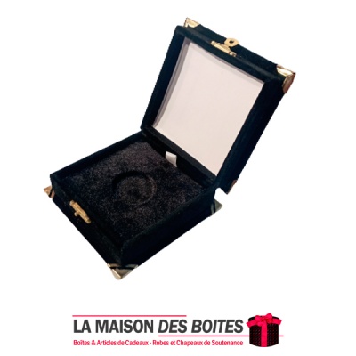 La Maison des Boîtes - Coffret de Piéce Monnais pour Mariage couvert en Velours Noir - Tunisie Meilleur Prix (Idée Cadeau, Gift 