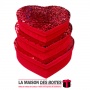 La Maison des Boîtes - Lot de 3 Boites Cadeaux Forme Cœur Rouge avec Couvercle Briant - Tunisie Meilleur Prix (Idée Cadeau, Gift