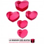 La Maison des Boîtes - Lot de 5 Boites Cadeaux Forme Cœur Rouge avec Couvercle Rouge - Tunisie Meilleur Prix (Idée Cadeau, Gift 