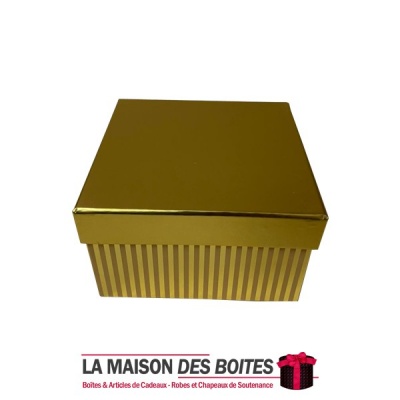La Maison des Boîtes - Boîte Cadeau Carré Métallique avec couvercle - Gold - (L:12.5x12.5x7.5cm) - Tunisie Meilleur Prix (Idée C