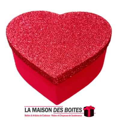 La Maison des Boîtes - Boite Cadeaux Forme Cœur Rouge avec Couvercle Brillant(24x20x9.7cm) - Tunisie Meilleur Prix (Idée Cadeau,