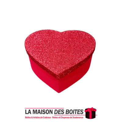 La Maison des Boîtes - Boite Cadeaux Forme Cœur Rouge avec Couvercle Brillant(13x11x5cm) - Tunisie Meilleur Prix (Idée Cadeau, G