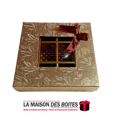 La Maison des Boîtes - Coffret Chocolat Carréavec Couvercle Transparent  - 12 pièces - Doré - Tunisie Meilleur Prix (Idée Cadeau