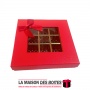 La Maison des Boîtes - Coffret Chocolat Carré avec Couvercle Transparent  - 25 pièces - Rouge - Tunisie Meilleur Prix (Idée Cade