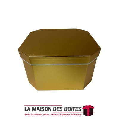 La Maison des Boîtes - Boîte Cadeau Octogonale Métallique avec couvercle - Gold Brillant - (L:21x21x12.5cm) - Tunisie Meilleur P