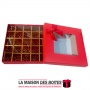 La Maison des Boîtes - Coffret Chocolat Carré avec Couvercle Transparent  - 25 pièces - Rouge - Tunisie Meilleur Prix (Idée Cade