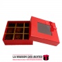 La Maison des Boîtes - Coffret Chocolat Carré avec Couvercle Transparent  - 9 pièces - Rouge - Tunisie Meilleur Prix (Idée Cadea