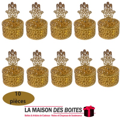 La Maison des Boîtes - Lot de 10 Boites Métalliques Doré pour Dragées - Tunisie Meilleur Prix (Idée Cadeau, Gift Box, Décoration