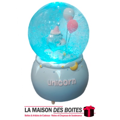 La Maison des Boîtes - Boule de Neige Lumineuse Musicale pour Saint-valentin "Unicorn" - Tunisie Meilleur Prix (Idée Cadeau, Gif