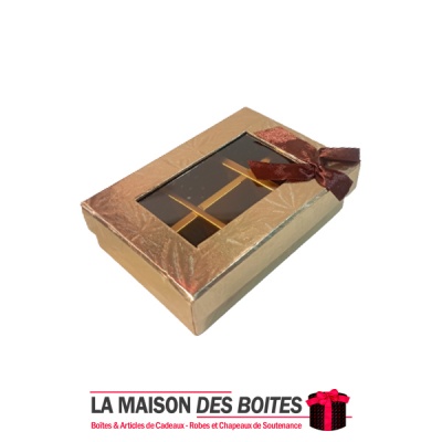 La Maison des Boîtes - Coffret Chocolat Rectangulaire avec Couvercle Transparent  - 6 pièces - Doré - Tunisie Meilleur Prix (Idé