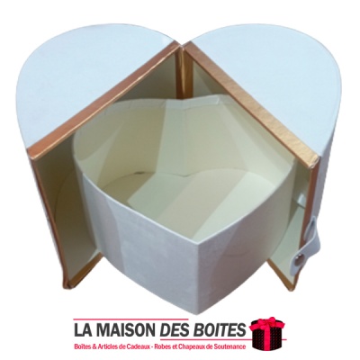 La Maison des Boîtes - Boîte Cadeau Demi-ouverture en Forme Cœur, Avec Tiroir Intérieur Forme Coeur - Blanc - Tunisie Meilleur P
