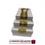 La Maison des Boîtes - Lot de 3 Boîtes Cadeaux Rectangulaires - Blanc & Doré - Tunisie Meilleur Prix (Idée Cadeau, Gift Box, Déc