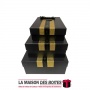 La Maison des Boîtes - Lot de 3 Boîtes Cadeaux Rectangulaires - Noir & Doré - Tunisie Meilleur Prix (Idée Cadeau, Gift Box, Déco