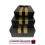 La Maison des Boîtes - Lot de 3 Boîtes Cadeaux Rectangulaires - Noir & Doré - Tunisie Meilleur Prix (Idée Cadeau, Gift Box, Déco