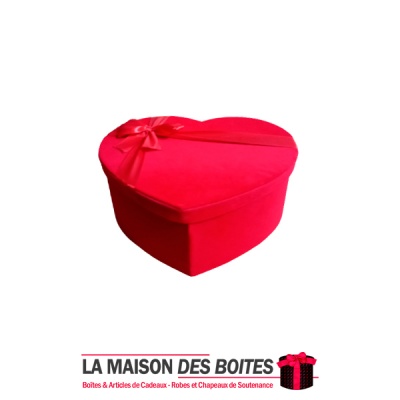 La Maison des Boîtes - Boîte Cadeau Sous Forme de Cœur Pour Sain-valentin-  Velours Rouge - (S:10.5x13.5x 5cm) - Tunisie Meilleu