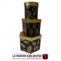 La Maison des Boîtes - Lot de 3 Boîtes Cadeaux bicolore Noir avec un couvercle couleur Gold - Tunisie Meilleur Prix (Idée Cadeau