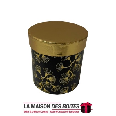 La Maison des Boîtes - Boîte Cadeau de forme cylindrique - Noir & Doré - (12x11cm) - Tunisie Meilleur Prix (Idée Cadeau, Gift Bo
