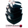 La Maison des Boîtes - Lot de 3 Boîtes Cadeaux Sous Forme de Cœur Pour Sain-valentin-  Velours Noir &  Ruban Satiné Ecru - Tunis