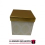 La Maison des Boîtes - Boîte Cadeau sous forme Carré - Blanc & Doré - (13x13x12.8 cm) - Tunisie Meilleur Prix (Idée Cadeau, Gift