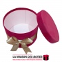 La Maison des Boîtes - Boîte Cadeau à fleurs sous Forme Ronde en Velours - Rouge Bordeau & Ruban Satiné Doré - (20x15.5cm) - Tun