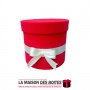 La Maison des Boîtes - Boîte Cadeau sous Forme Ronde en Velours - Rouge & Ruban Ecru - (16.5x15cm) - Tunisie Meilleur Prix (Idée
