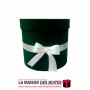 La Maison des Boîtes - Boîte Cadeau  sous Forme Ronde en Velours - Vert & Ruban Ecru - (16.5x15cm) - Tunisie Meilleur Prix (Idée