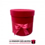 La Maison des Boîtes - Boîte Cadeau  sous Forme Ronde en Velours & Ruban - Rouge Bordeau  - (16.5x15cm) - Tunisie Meilleur Prix 