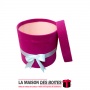 La Maison des Boîtes - Boîte Cadeau  sous Forme Ronde en Velours - Violet & Ruban Blanc - (16.5x15cm) - Tunisie Meilleur Prix (I