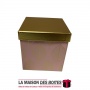 La Maison des Boîtes - Boîte Cadeau sous forme Carré - Rose & Doré - (13x13x12.8 cm) - Tunisie Meilleur Prix (Idée Cadeau, Gift 