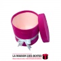 La Maison des Boîtes - Boîte Cadeau  sous Forme Ronde en Velours - Violet & Ruban Blanc - (16.5x15cm) - Tunisie Meilleur Prix (I