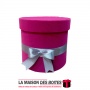 La Maison des Boîtes - Boîte Cadeau  sous Forme Ronde en Velours - Violet & Ruban Gris - (16.5x15cm) - Tunisie Meilleur Prix (Id