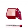 La Maison des Boîtes - Boîte Cadeaux Carré avec Couvercle en Velours  - Rouge Bordeau - (12.5x12.5x12.2cm) - Tunisie Meilleur Pr