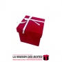 La Maison des Boîtes - Boîte Cadeaux Carré avec Couvercle en Velours  - Rouge Bordeau - (12.5x12.5x12.2cm) - Tunisie Meilleur Pr