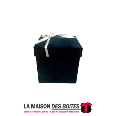 La Maison des Boîtes - Boîte Cadeaux Carré avec Couvercle en Velours  - Noir - (12.5x12.5x12.2cm) - Tunisie Meilleur Prix (Idée 