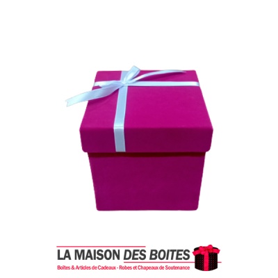La Maison des Boîtes - Boîte Cadeaux Carré avec Couvercle en Velours  -Violet - (12.5x12.5x12.2cm) - Tunisie Meilleur Prix (Idée