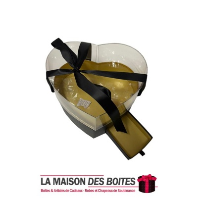 La Maison des Boîtes - Coffret Cadeau de Fleur de Tiroir Transparent sous Forme Cœur -Noir -(21.5x25.5x19cm) - Tunisie Meilleur 
