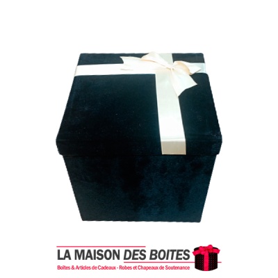 La Maison des Boîtes - Boîte Cadeaux Carré avec Couvercle en Velours  - Noir - (20x20x20.3cm) - Tunisie Meilleur Prix (Idée Cade