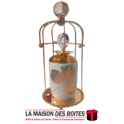 La Maison des Boîtes - Encensoir à Charbon Céramique Blanc & Métal Doré - Tunisie Meilleur Prix (Idée Cadeau, Gift Box, Décorati