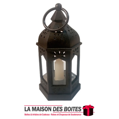 La Maison des Boîtes - Petite Lanterne Décorative Avec Bougie Led - Noir - Tunisie Meilleur Prix (Idée Cadeau, Gift Box, Décorat